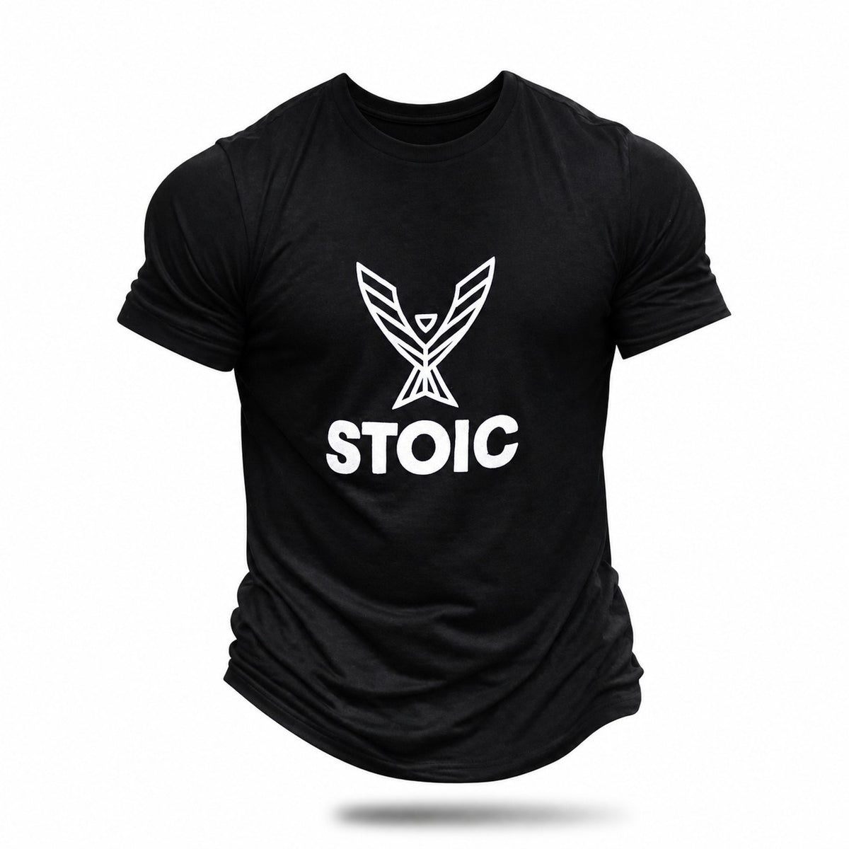Stoic Performance black logo t-shirt — front view packshot