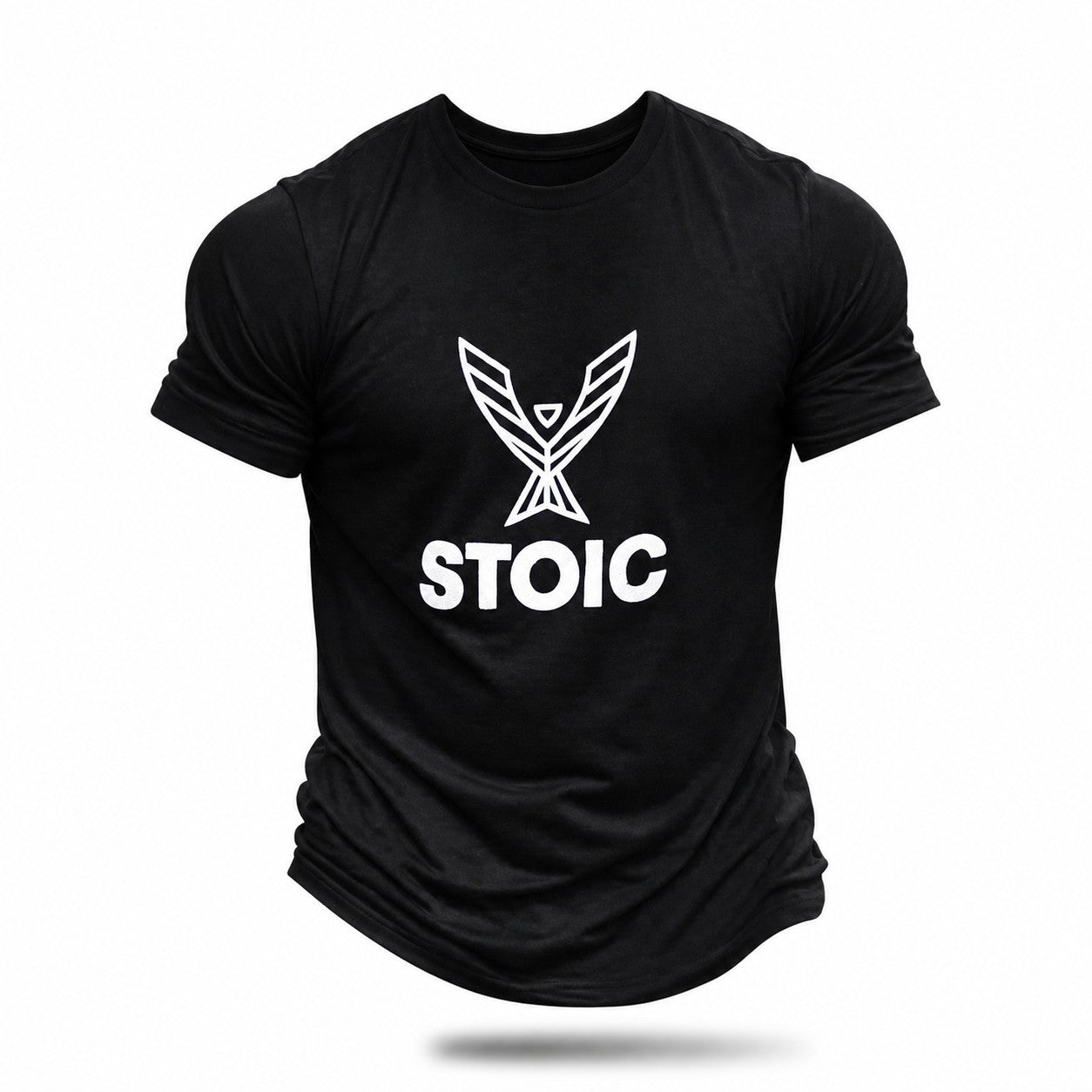 Stoic Performance black logo t-shirt — front view packshot