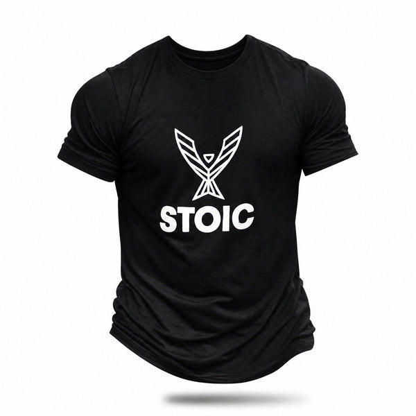 Stoic Performance black logo t-shirt — front view packshot