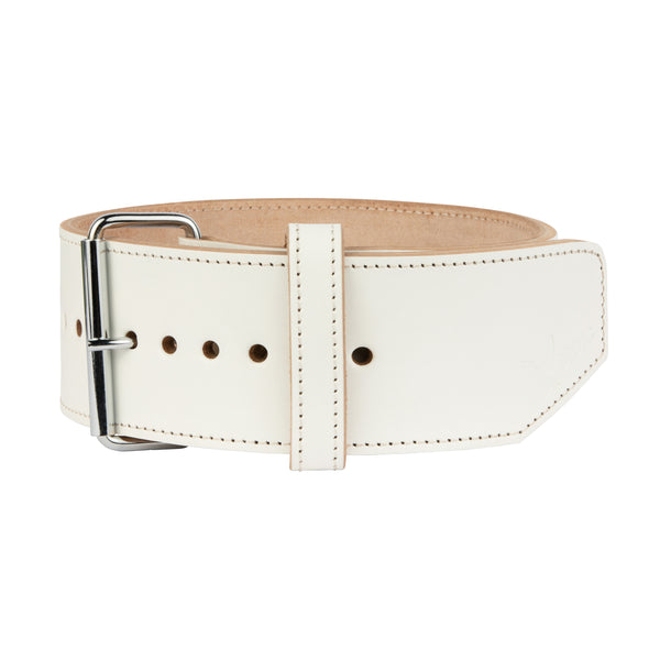 Stoic Powerlifting Prong Belt (10mm) - White — lifestyle photo — Stoic Performance