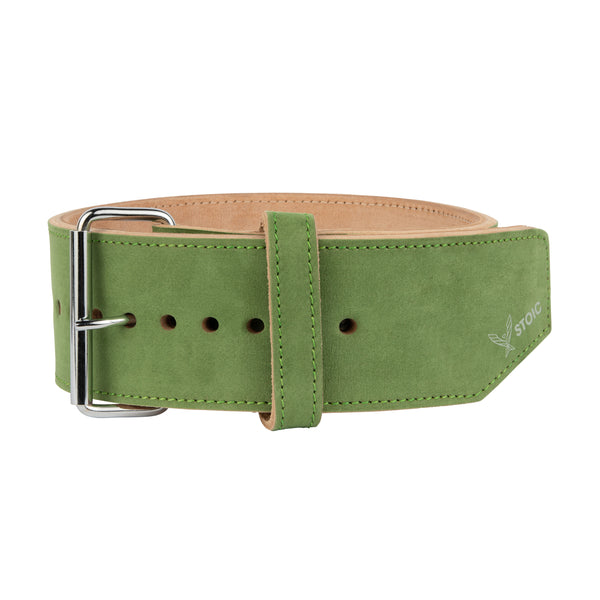 Stoic Powerlifting Prong Belt (10mm) - Olive Drab — close-up — Stoic Performance