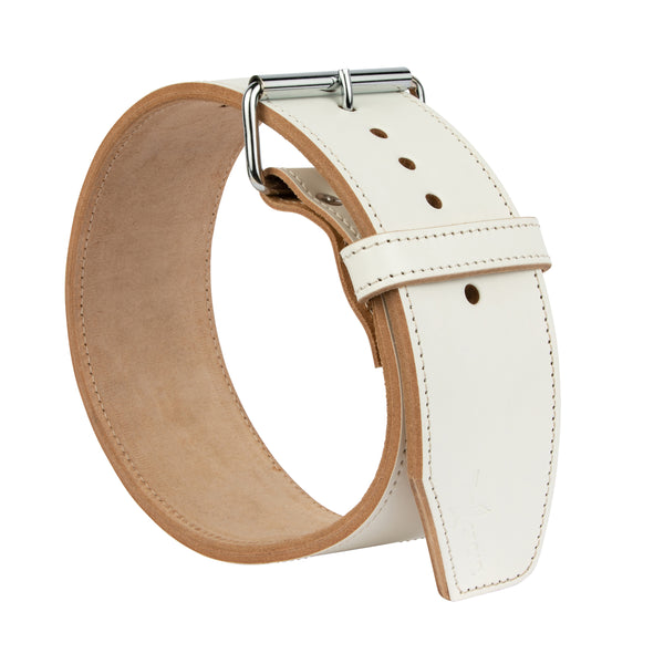 Stoic Powerlifting Prong Belt (10mm) - White — front view — Stoic Performance