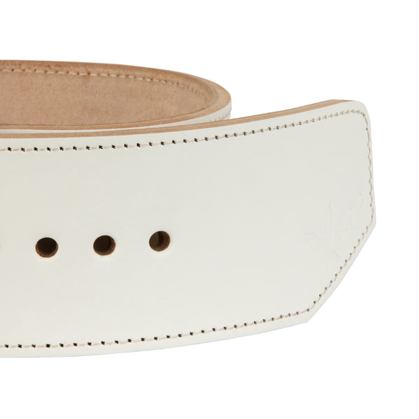 Stoic Powerlifting Prong Belt (10mm) - White — side view — Stoic Performance