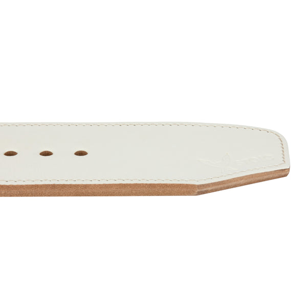 Stoic Powerlifting Prong Belt (10mm) - White — back view — Stoic Performance