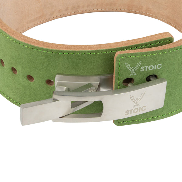 Stoic Lever Powerlifting Belt (13mm) - Olive Drab — close-up — Stoic Performance
