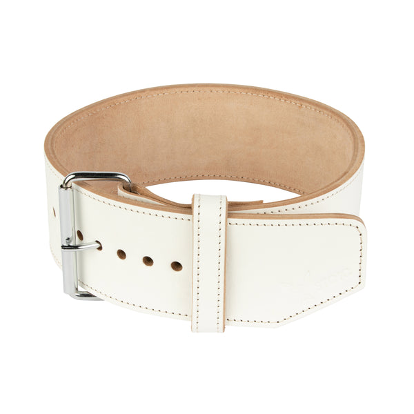 Stoic Powerlifting Prong Belt (10mm) - White — close-up — Stoic Performance