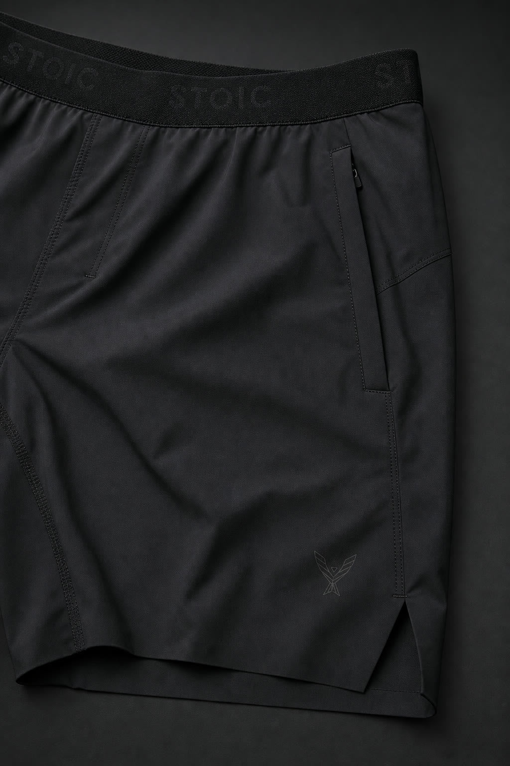 Stoic Gym Short — zip pocket and waistband detail — Stoic Performance