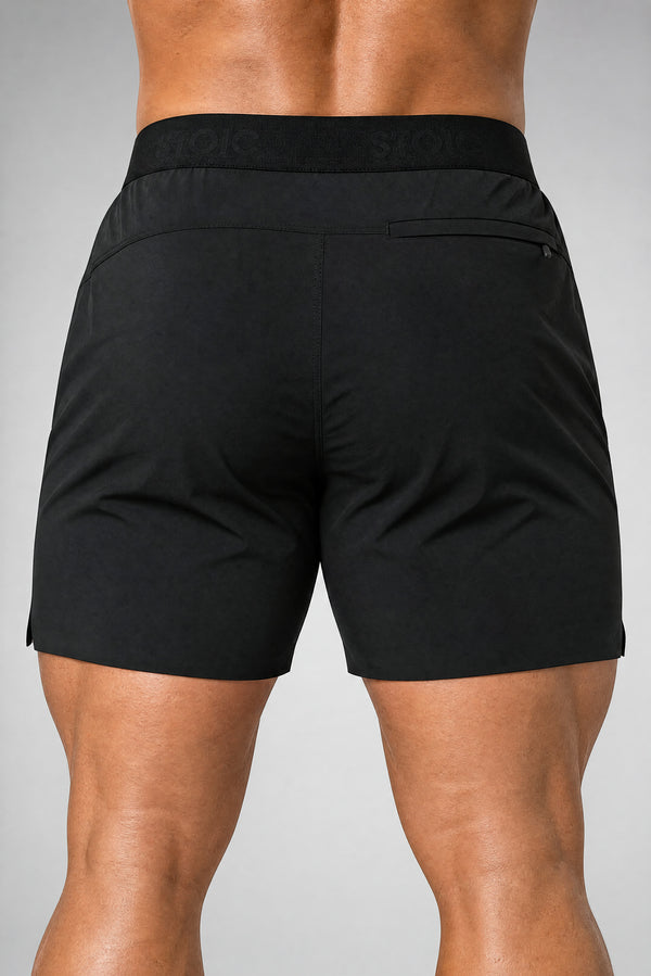 Stoic Gym Short — black, back view — Stoic Performance