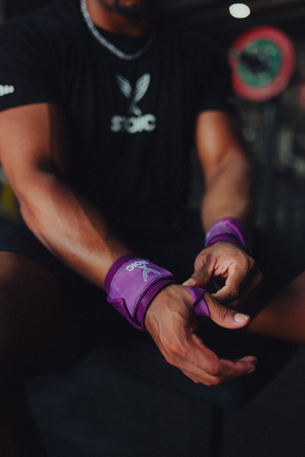 Stoic Wrist Wraps - Purple — close-up — Stoic Performance