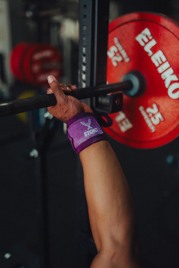 Stoic Wrist Wraps - Purple — lifestyle photo — Stoic Performance