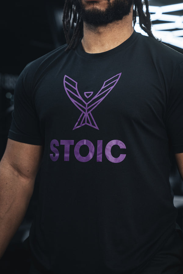 Stoic T-Shirt - Black/Purple — close-up — Stoic Performance