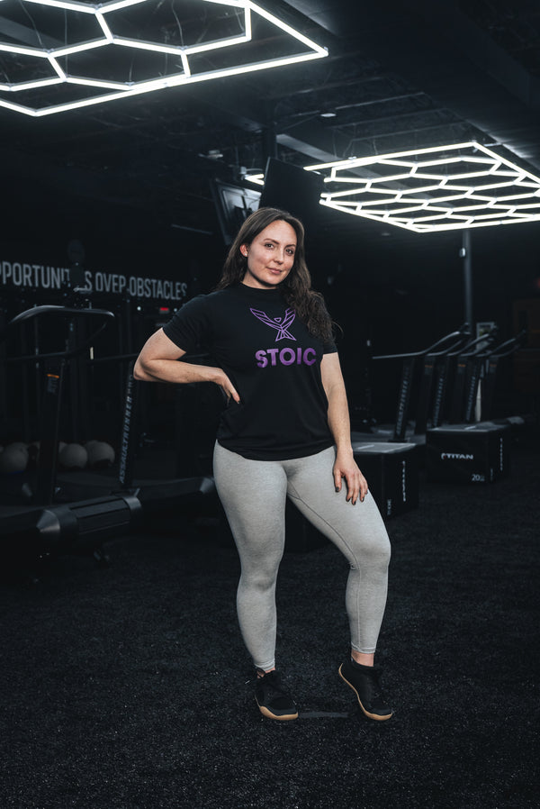 Stoic T-Shirt - Black/Purple — side view — Stoic Performance
