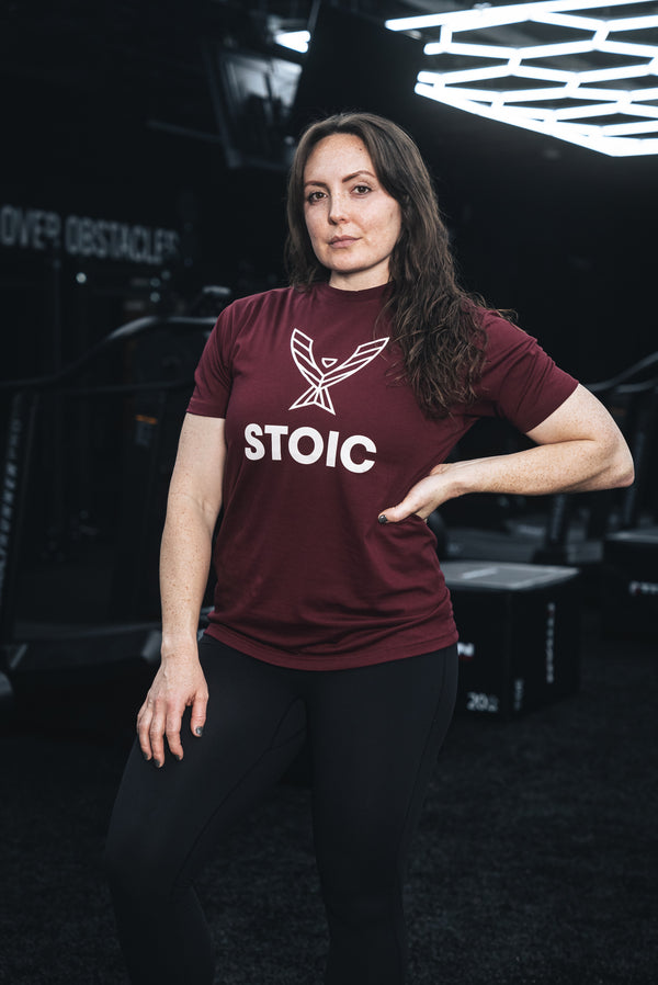 Stoic T-Shirt - Maroon — side view — Stoic Performance