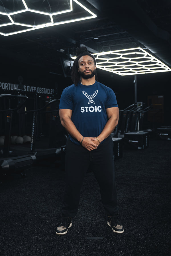 Stoic T-Shirt - Navy — lifestyle photo — Stoic Performance