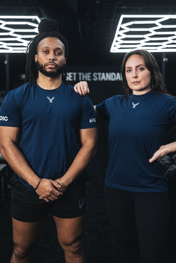 Stoic Competition T-Shirt - Navy — close-up — Stoic Performance