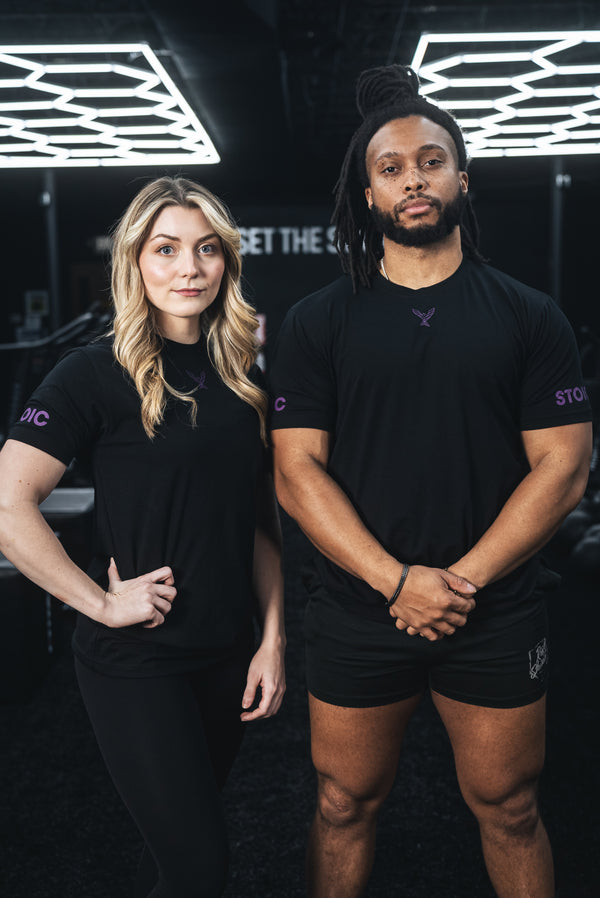Stoic Competition T-Shirt - Black/Purple — back view — Stoic Performance