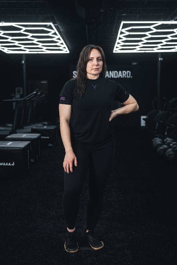 Stoic Competition T-Shirt - Black/Purple — lifestyle photo — Stoic Performance