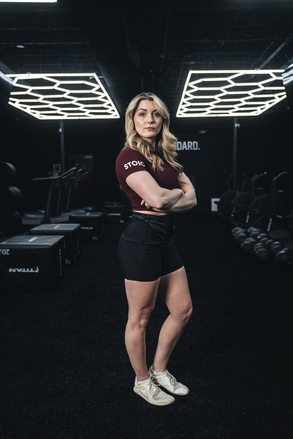 Stoic Competition Crop Top - Maroon — back view — Stoic Performance