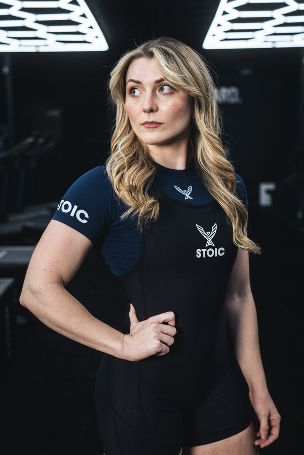 Stoic Competition Crop Top - Navy — back view — Stoic Performance