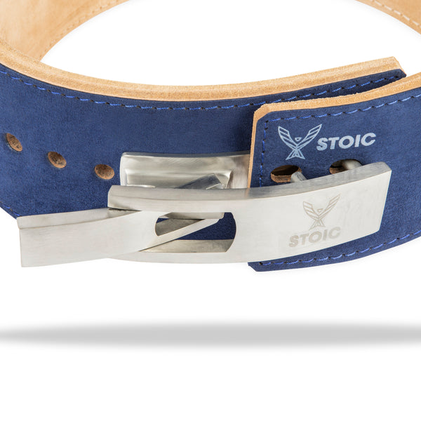 Stoic Lever Powerlifting Belt (13mm) - Navy — close-up — Stoic Performance