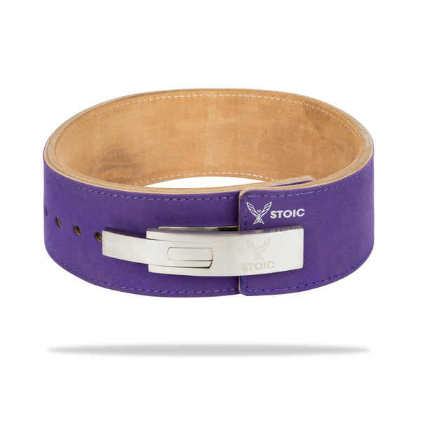 Stoic Lever Powerlifting Belt (13mm) - Purple — front view — Stoic Performance
