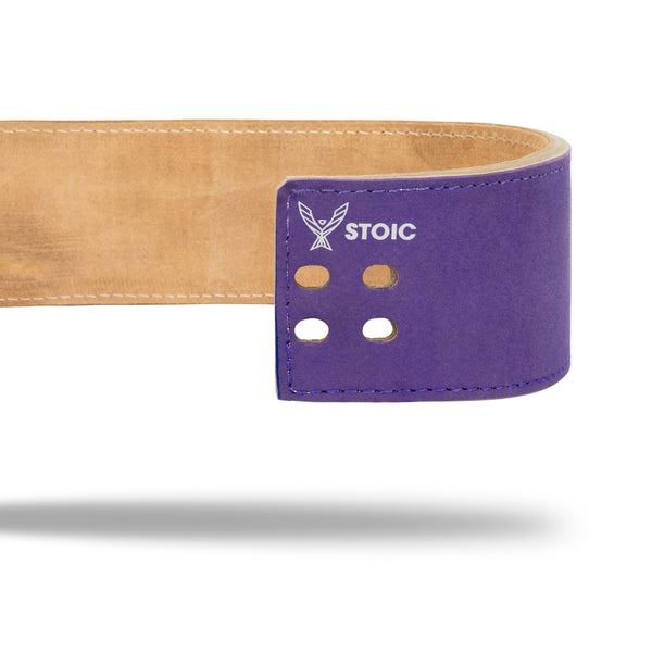 Stoic Lever Powerlifting Belt (13mm) - Purple — lifestyle photo — Stoic Performance