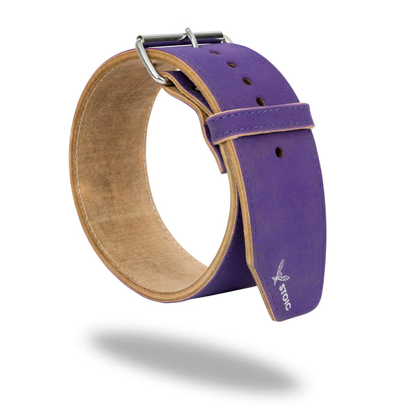 Stoic Powerlifting Prong Belt (10mm) - Purple — front view — Stoic Performance