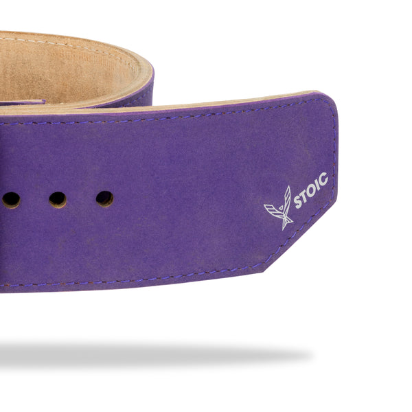 Stoic Powerlifting Prong Belt (10mm) - Purple — side view — Stoic Performance