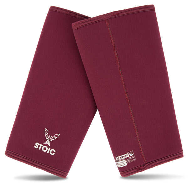 Stoic Knee Sleeves - Maroon — front view — Stoic Performance
