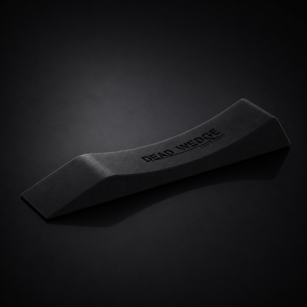 Stoic Dead Wedge deadlift jack alternative in black, the wedge that lifts barbell plates for loading, on a dark studio background
