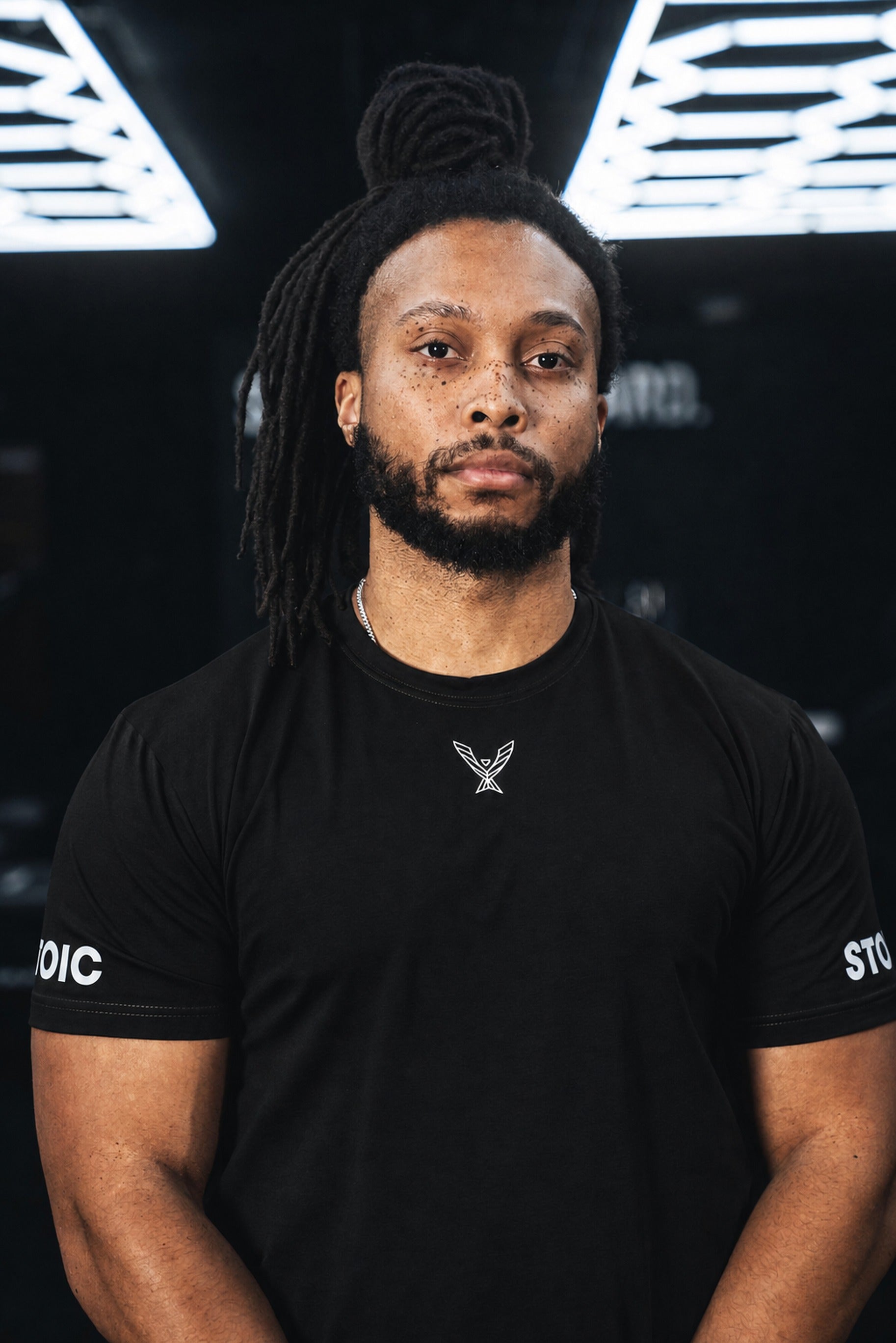 Front portrait of the black Stoic Competition T-Shirt