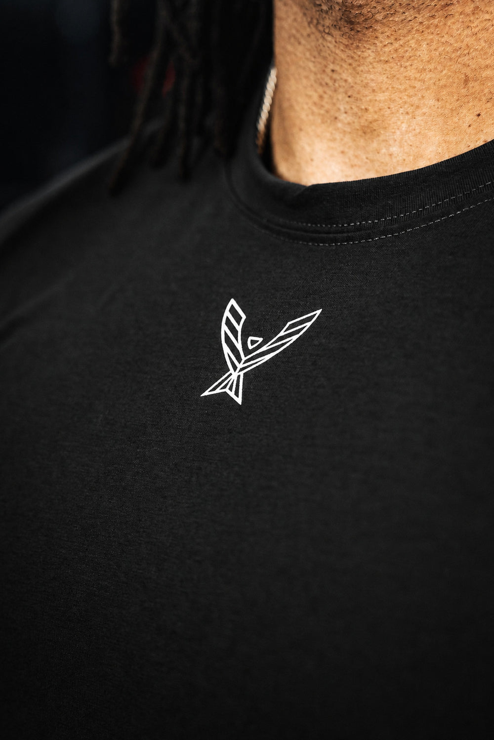 Phoenix chest print close-up on the black Stoic Competition T-Shirt