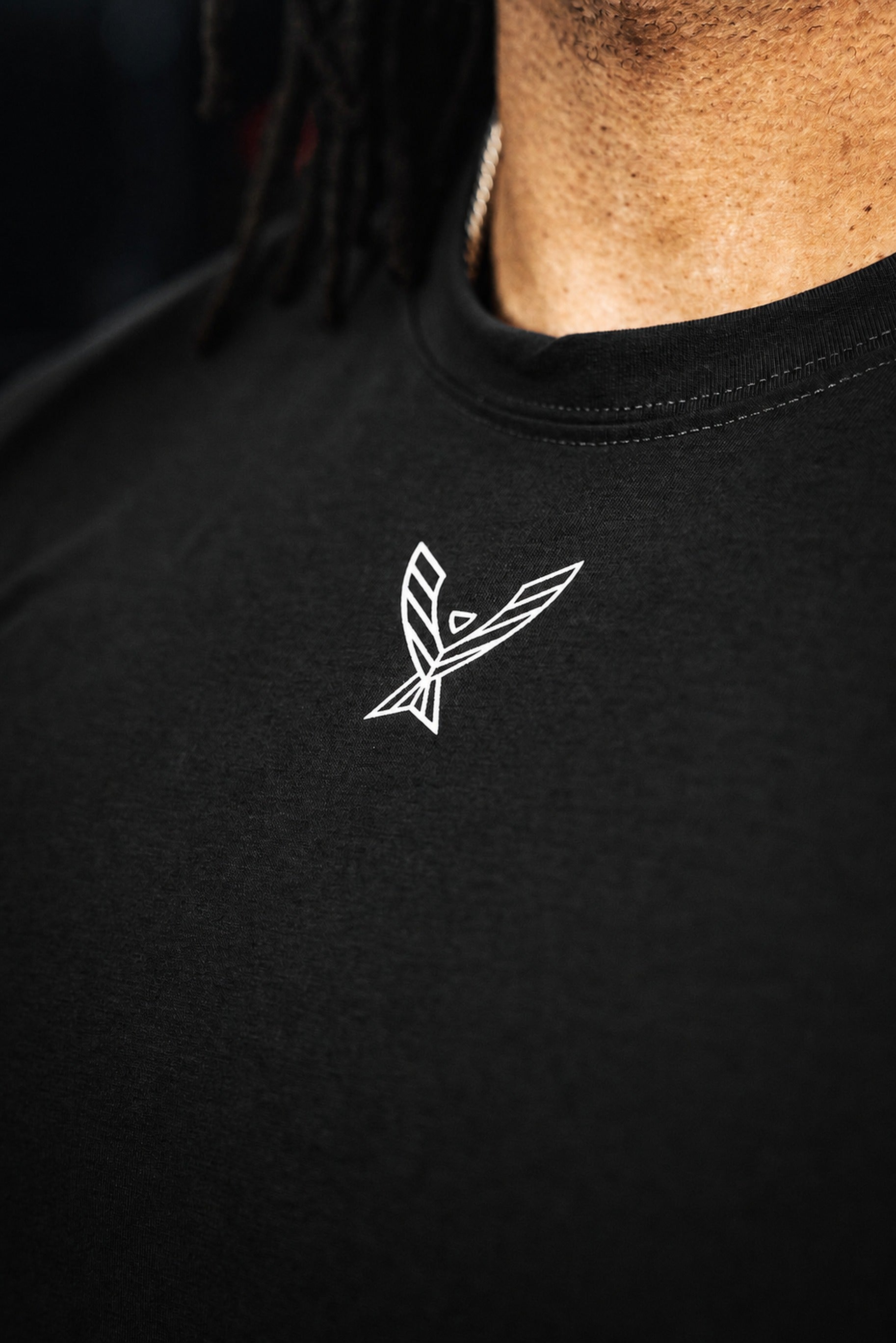 Phoenix chest print close-up on the black Stoic Competition T-Shirt