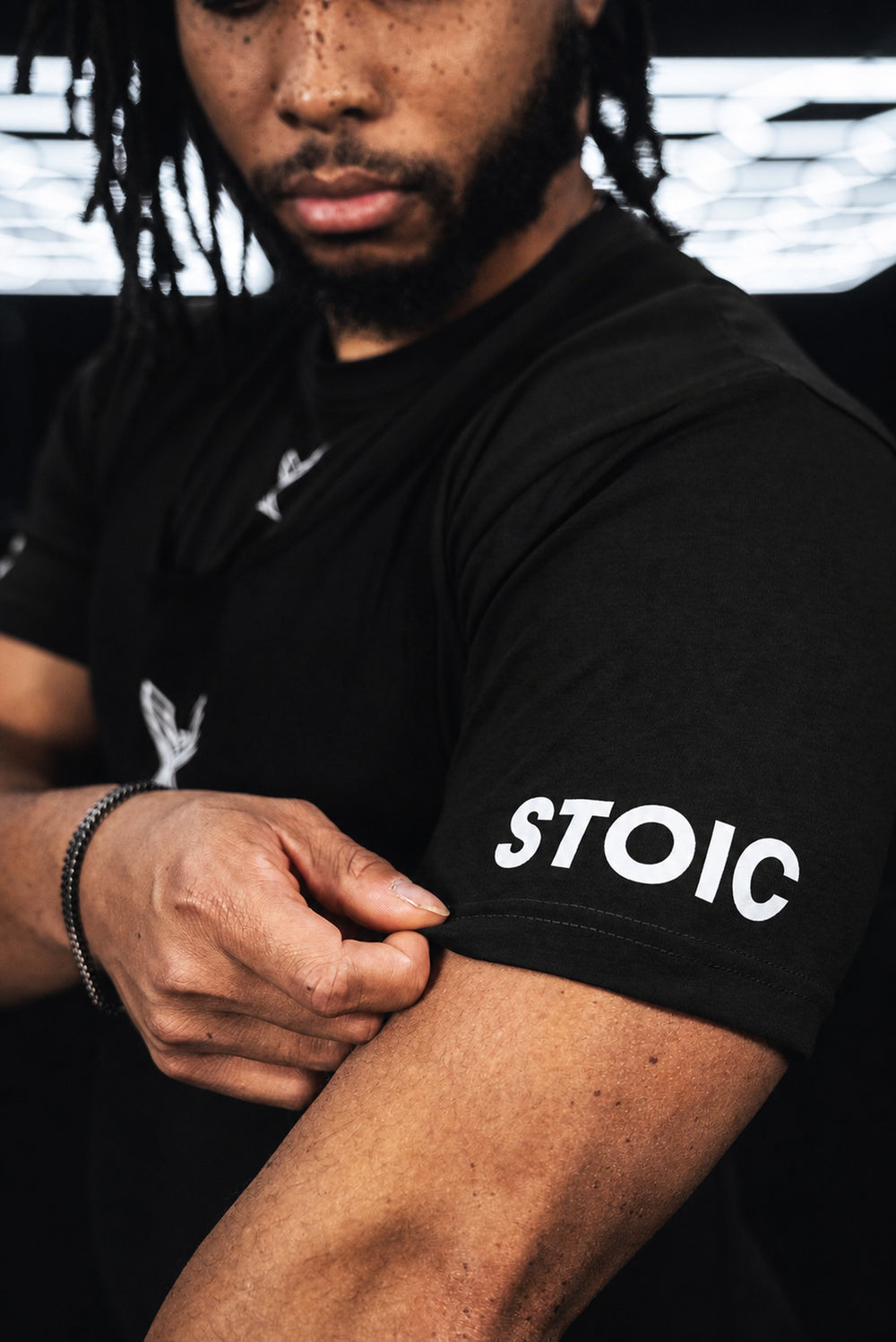 Sleeve and singlet detail of the black Stoic Competition T-Shirt
